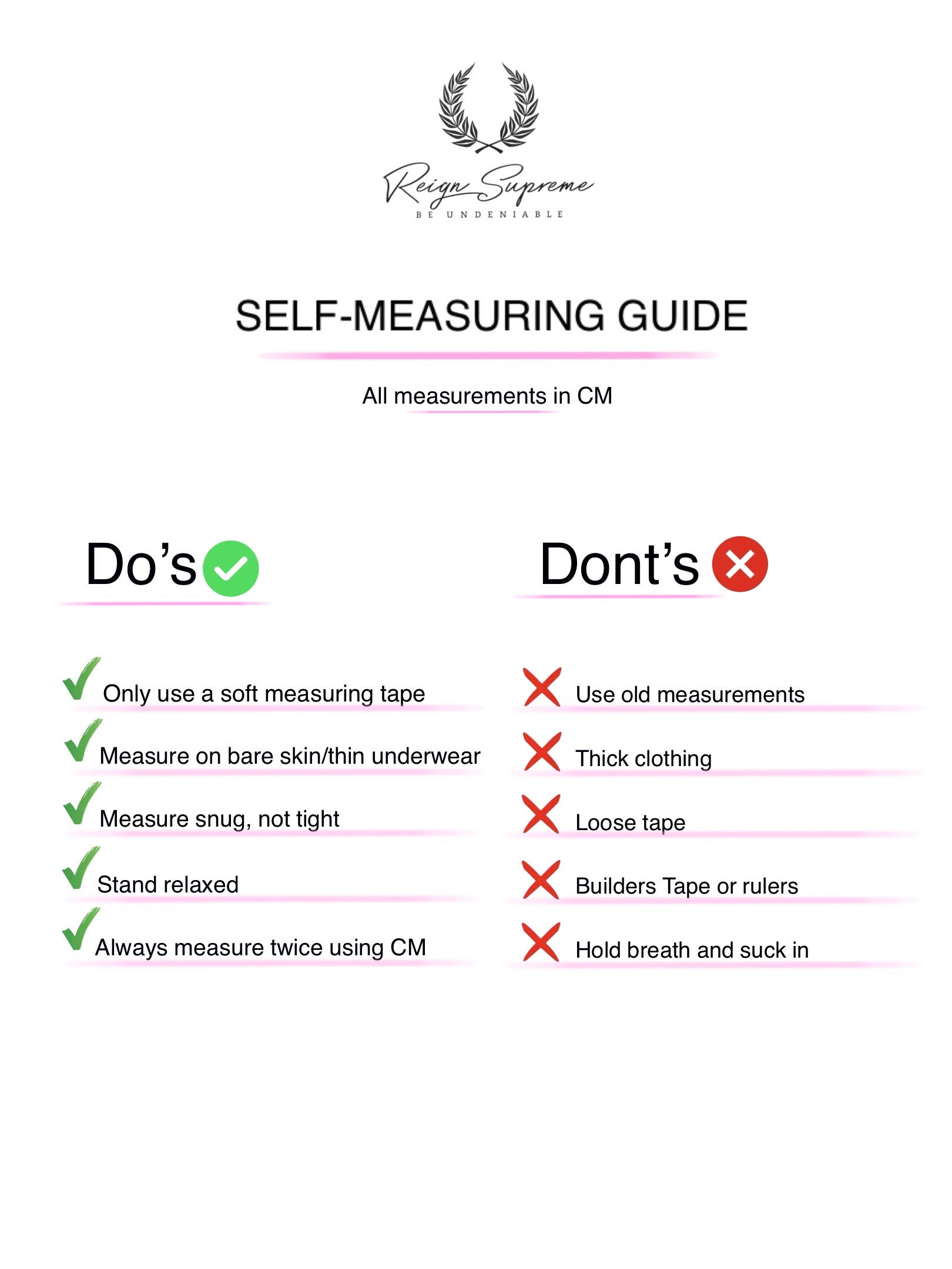 Self measuring guide